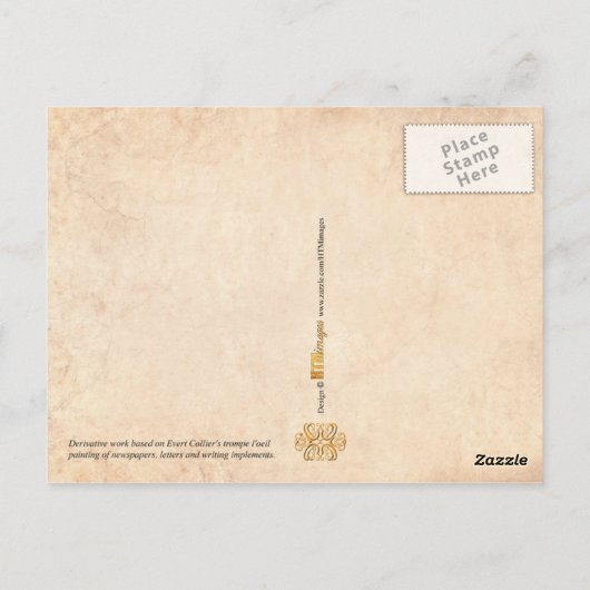 Zeitungen, Briefe und Schreibgeräte Postkarte (Rückseite)