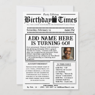 Zeitungs-Einladung „The Birthday Times“ im Vintage Einladung
