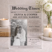 Zeitungs Hochzeit Acryleinladungen
