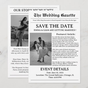 Zeitungs Hochzeit Save The Date
