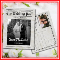 Zeitungs Hochzeit Vintage Elegant Save The Date