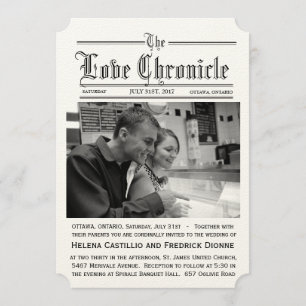 Zeitungs-Hochzeits-Einladung mit Kartenrändern Einladung