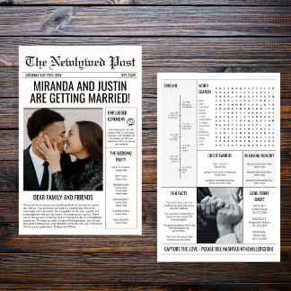 Zeitungs-Hochzeitsprogramm-Foto-Zeitplan Flyer