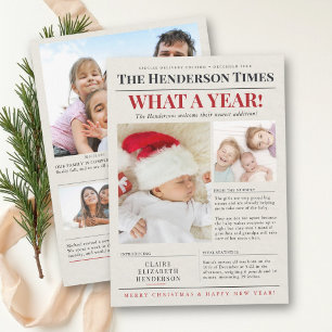 Zeitungs-Jahresrückblick-Foto-Familien-Weihnachten Feiertagskarte