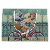 Zeitungs-Mädchen-u. Fahrrad-Geschenk-Tasche Große Geschenktüte (Vorderseite)