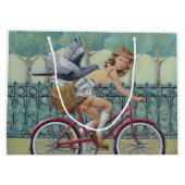 Zeitungs-Mädchen-u. Fahrrad-Geschenk-Tasche Große Geschenktüte (Rückseite)