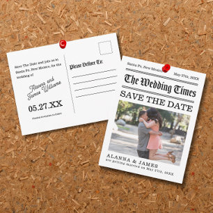 Zeitungs-Schlagzeile Foto Save-the-Date-Karte Postkarte