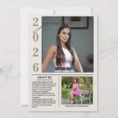 Zeitungs-Titelseite Klasse 2026 Bold Schwarz & Wei Einladung (Rückseite)