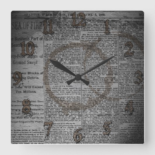 Zeitungs- und Kaffeehändler-Wall-Uhr Quadratische Wanduhr (Vorderseite)