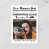 Zeitungs-Visitenkarte, Beruflicher Fotograf Telefonnummerkarte (Vorderseite)