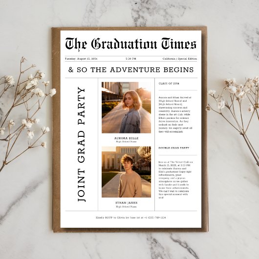Zeitungsabenteuer Begins Joint Grad Party Foto Einladung