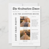 Zeitungsabenteuer Begins Joint Grad Party Foto Einladung (Vorderseite)