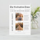 Zeitungsabenteuer Begins Joint Grad Party Foto Einladung (Stehend Vorderseite)