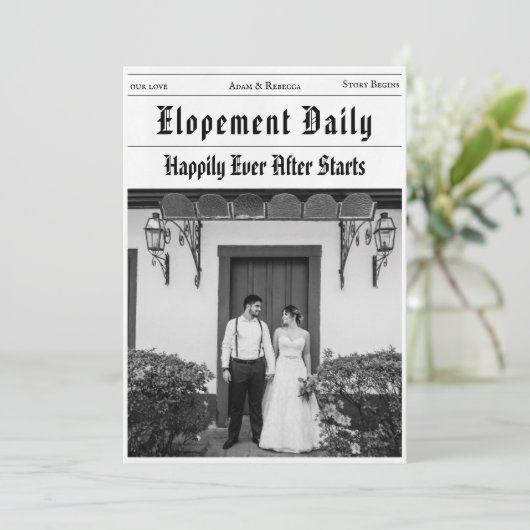 Zeitungsankündigungen für Neuvermählte Einladung (Stehend Vorderseite)