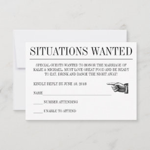 Zeitungsart Wedding Respond Card RSVP Karte