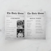 Zeitungsartikel gefaltetes Hochzeitsprogramm Programm (Innenseite)