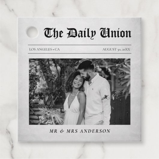 Zeitungsartikel Hochzeit Geschenkanhänger (Vorderseite)