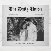 Zeitungsartikel Hochzeitsempfang Schaumweinetikett (Einzelnes Label)