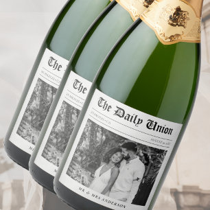 Zeitungsartikel Hochzeitsempfang Schaumweinetikett