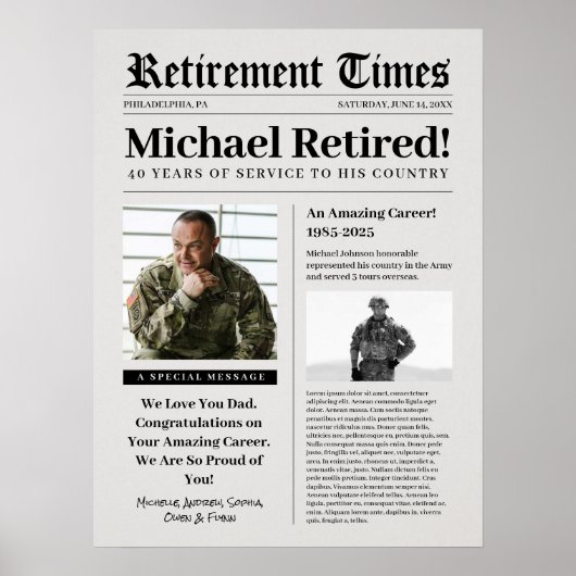 Zeitungsbeschaffung Militäres Vet Foam Poster (Vorne)