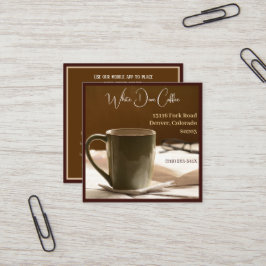 Zeitungsbrille Tasse Cafe Barista Kaffee Quadratische Visitenkarte