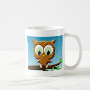 Zeitungscartoon Eule Kaffeetasse