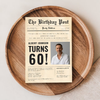 Zeitungscover zum 60. Geburtstag mit individuellem Einladung