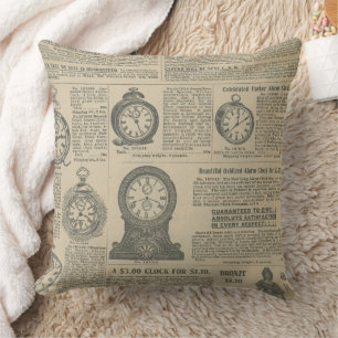 Zeitungsdesign im Vintage-Stil Kissen