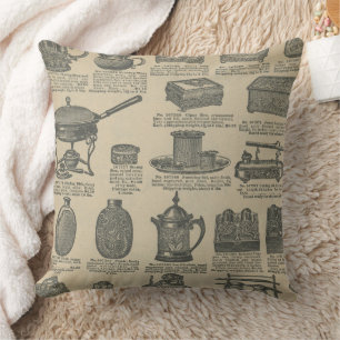 Zeitungsdesign im Vintage-Stil Kissen