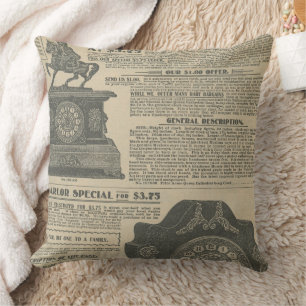 Zeitungsdesign im Vintage-Stil Kissen