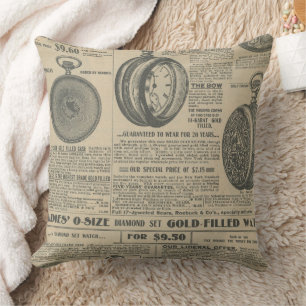 Zeitungsdesign im Vintage-Stil Kissen