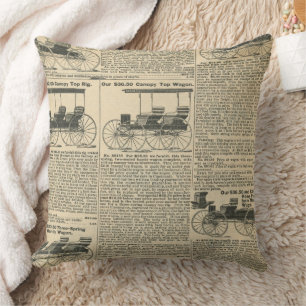 Zeitungsdesign im Vintage-Stil Kissen