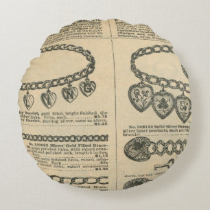 Zeitungsdesign im Vintage-Stil Rundes Kissen