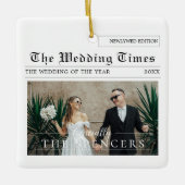 Zeitungsdesign | Newlyweds Foto Keramikornament (Vorderseite)