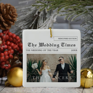 Zeitungsdesign   Newlyweds Foto Keramikornament