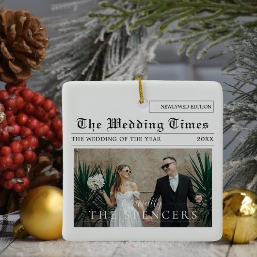 Zeitungsdesign | Newlyweds Foto Keramikornament