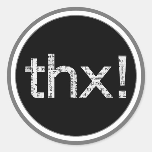 Zeitungsdrucke "THX" Typografie-Aufkleber Runder Aufkleber (Vorderseite)