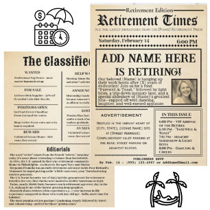 Zeitungseinladung „Retirement Times“ im Vintage-St Einladung