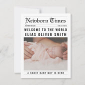 Zeitungsfoto Collage Geburtsankündigung Karte (Vorderseite)