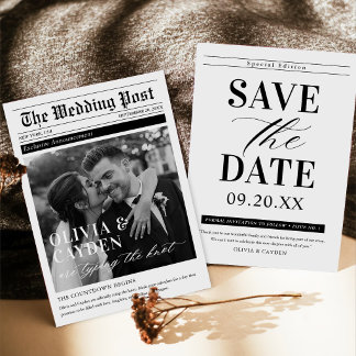 Zeitungsfoto Einzigartige Hochzeit Termin Erinneru Einladung