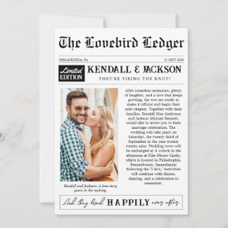 Zeitungsfoto Moderne Hochzeitseinladungskarte Einladung