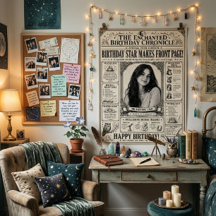 Zeitungsfoto Schwarz-Weiß-Teenager-Mädchen-Geburts Poster