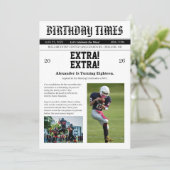 Zeitungsfußball-Geburtstag Einladung (Stehend Vorderseite)