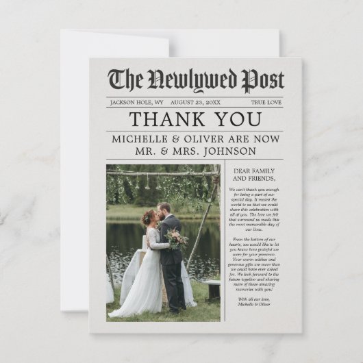 Zeitungshochzeit dank Ihrer Karte benutzerdefinier (Vorderseite)