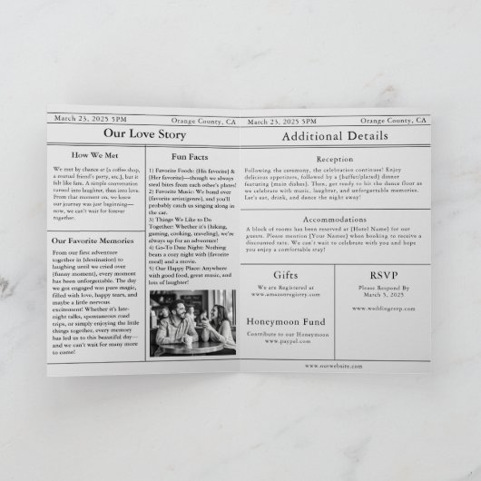 Zeitungshochzeit Einladung (Innenseite)