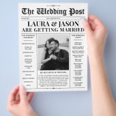 Zeitungshochzeitprogramm Schwarz-Weiß-Programme Flyer (Hand)