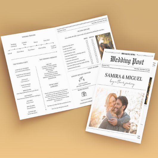 Zeitungshochzeitprogramm Time Line Foto Trivia Karte