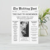 Zeitungsinformationen Zeitleiste Foto Hochzeit Einladung (Stehend Vorderseite)