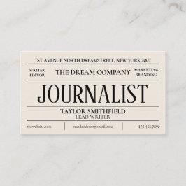 Zeitungsjournalismus Schriftsteller Vintag Visitenkarte