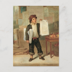 Zeitungsjunge verkauft New York Herald, 1857 Postkarte